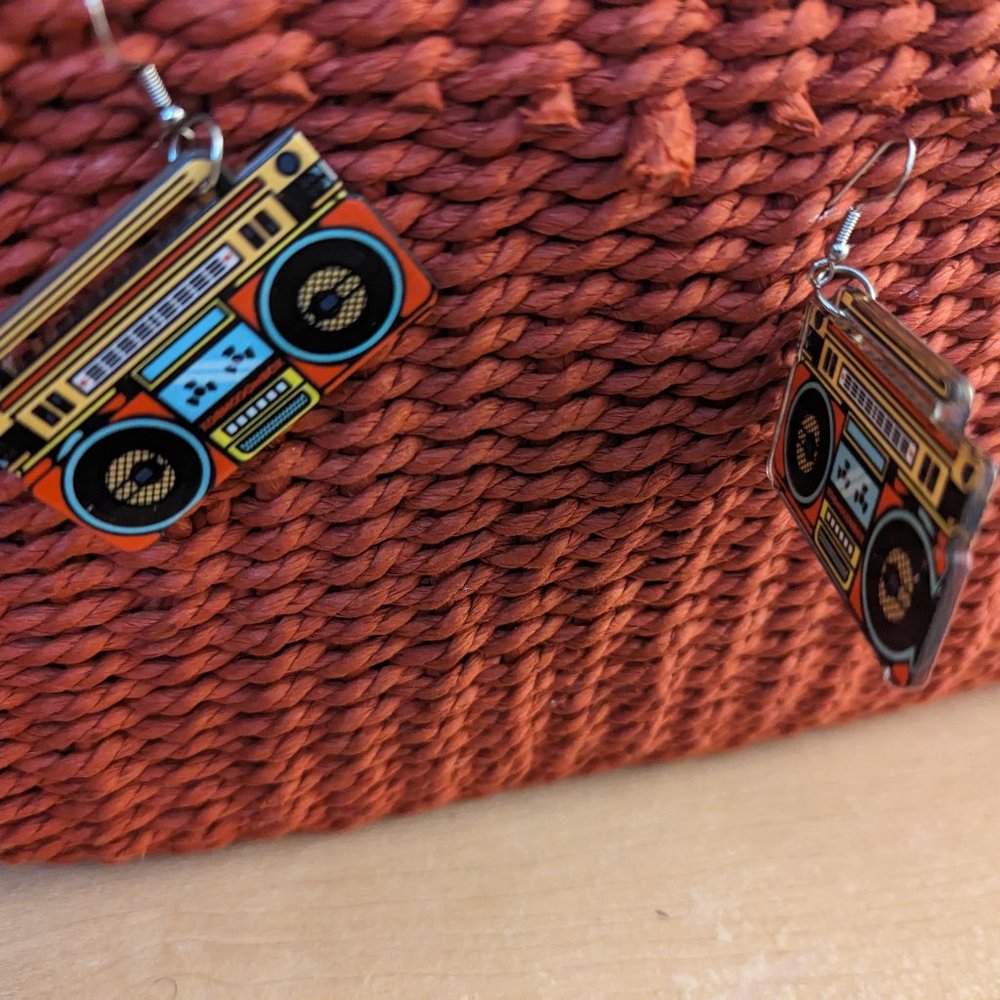 Custom boombox - hip hop earrings! Fab! - Picture 3 of 5